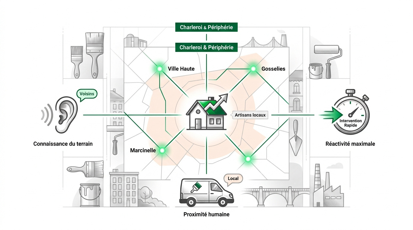 Infographie des services de peinture et rénovation locale à Charleroi
