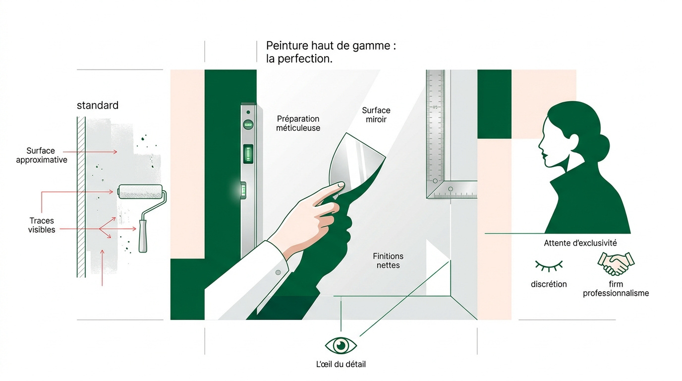 Finition de peinture murale de prestige avec un rendu lisse et une harmonie de couleurs parfaite
